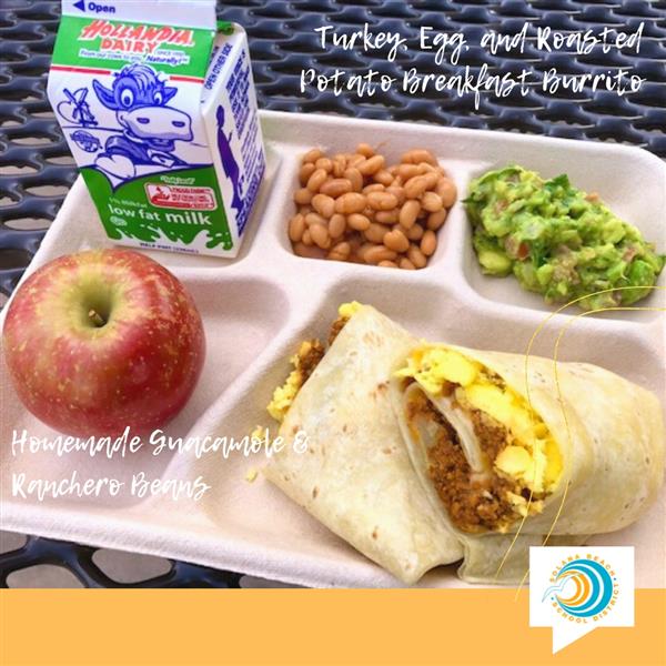 Photo features fresh fruit, a beverage, and a nutritious meal.